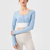 Ribbed Button Long Sleeve Top