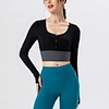 Ribbed Button Long Sleeve Top